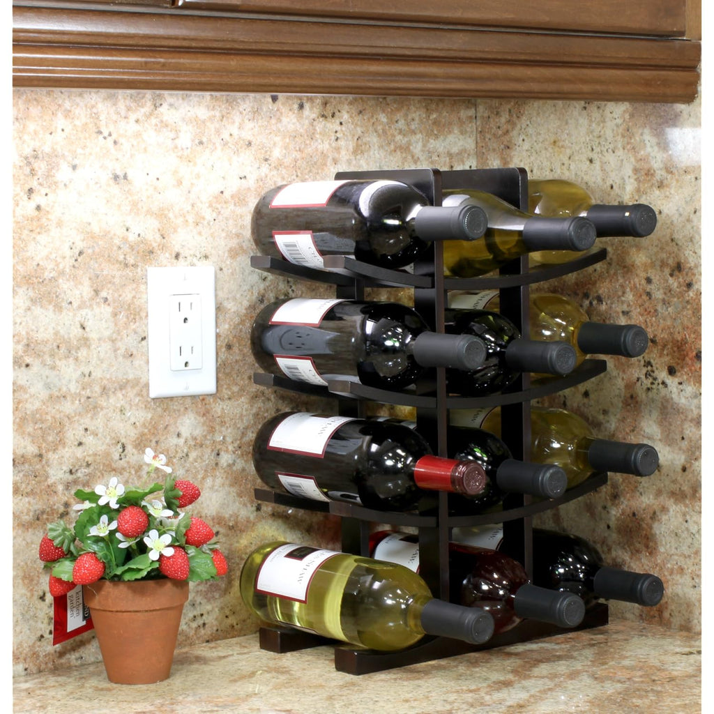 Oceanstar Wr1132 12-Bottle Bamboo Wine Rack, Dark Espresso