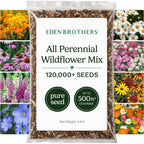 Eden Brothers All Perennial Wildflower Seed Mix For Planting, 1/4 Lb, 120,000+ Seeds Throw And Grow 19 Flower Varieties, Non-Gmo Covers To 1,000 Sq Ft, Attracts Pollinators, Spring Or Fall, Zones 3-10