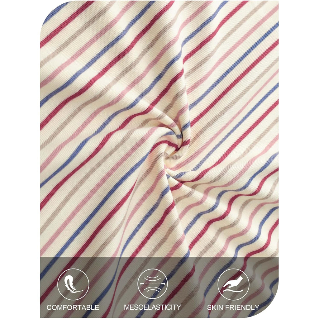 MEROKEETY Women's 2026 Summer Short Sleeve Tops Casual Colourful Striped Crewneck Loose Work T Shirts Blouses