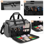 Large Capacity Hairdresser Bag With Adjustable Dividers, Travel Barber Case Holds Various Hair Cutting Tools (No Accessories), Gray