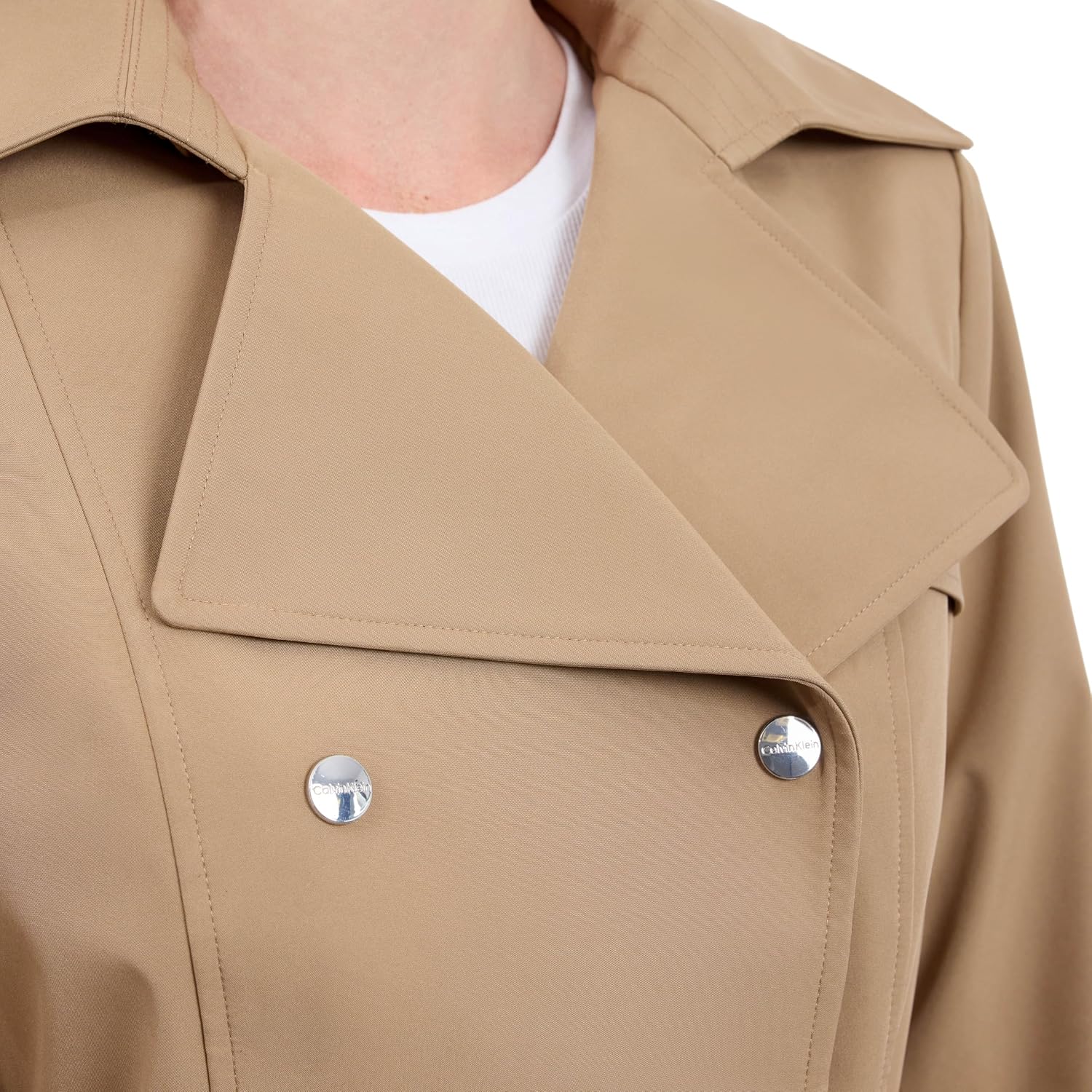 Calvin Klein Women'S Trench Coat, Double Breasted With Detachable Hood And Belt