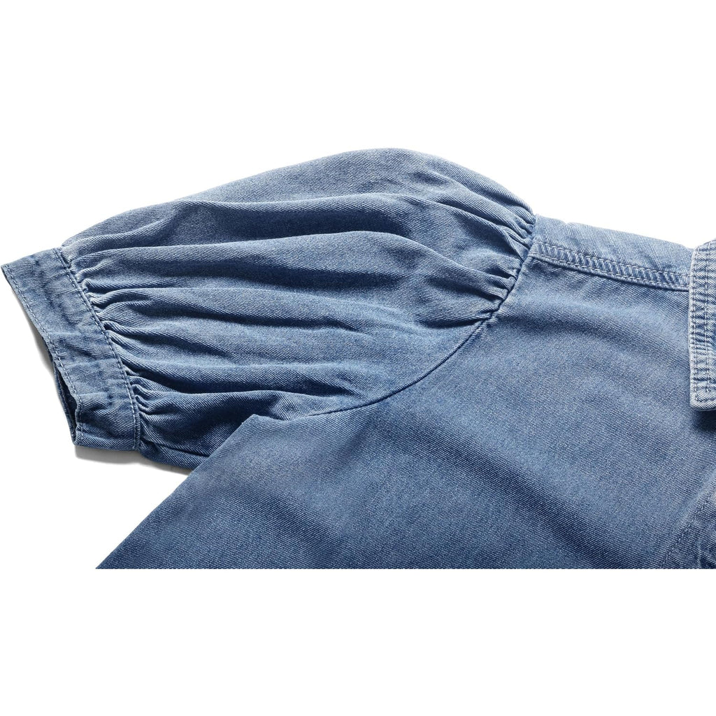 Women'S Casual Washed Distressed Puff Sleeve Denim Button Down Shirt Jean Jacket Coat