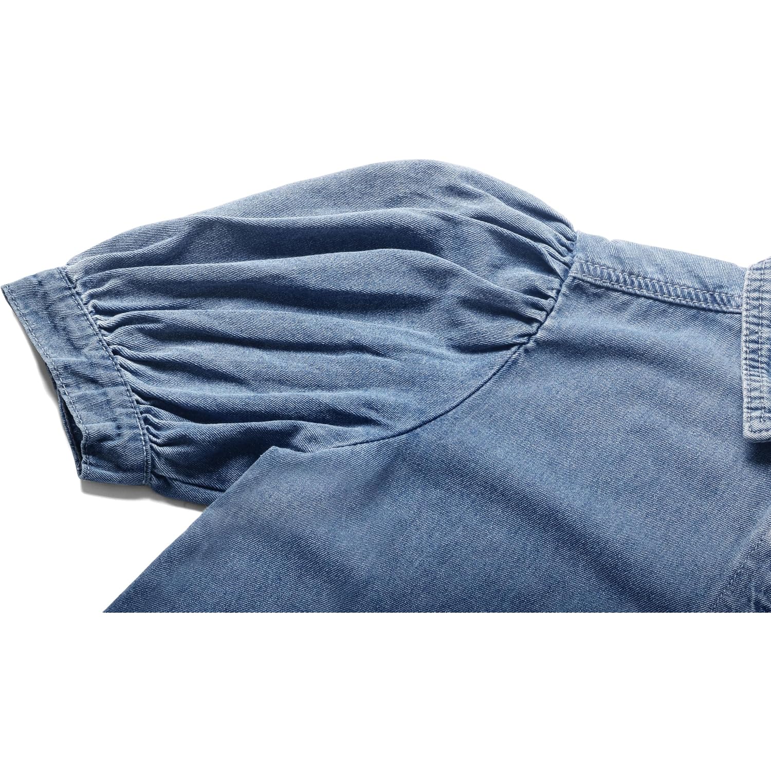 Women'S Casual Washed Distressed Puff Sleeve Denim Button Down Shirt Jean Jacket Coat