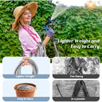 Garden Hose 100Ft With 10-Function Nozzle, No-Kink Water Hose | Metal Hoses With Leak-Proof Connectors, Lightweight, Puncture-Proof, Pet-Proof, Sturdy, 550Psi, Hose For Outdoor, Yard