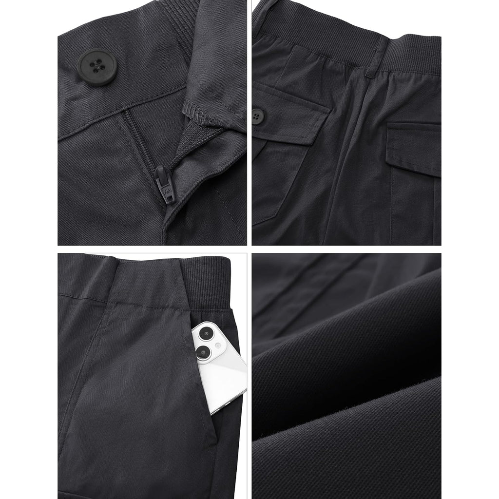 Cargo Shorts for Women Casual Summer High Waisted Chino Shorts Ribbed Elastic Waist Utility Pockets Comfy Shorts