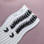 KQueenest Cat Eye Press On Nails Almond, 30 Pcs Glitter Black Press On Nails Medium, Sparkly Fake Nails With Glue, Luxury Chrome Nails Press ons, Reusable Stick on Nail for Women Winter Decoration