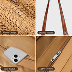 Trifabricy Beach Bags For Women, Summer Straw Bag, Woven Straw Beach Tote Bag Shoulder Handbags