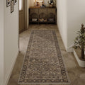 2X6 Runner Rug Machine Washable Brown Hallway Area Rugs Indoor Accent Rugs Floral Low Pile Carpet Distressed Throw Rug Bedroom Living Room Office Dining Kitchen Laundry Non Slip