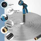Garden Hose 100Ft With 10-Function Nozzle, No-Kink Water Hose | Metal Hoses With Leak-Proof Connectors, Lightweight, Puncture-Proof, Pet-Proof, Sturdy, 550Psi, Hose For Outdoor, Yard