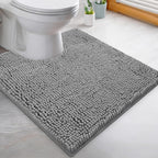 LuxUrux Toilet Rugs U Shaped Washable, Bathroom Toilet Mat, Extra-Soft Plush Bath Bathroom Rug,1'' Chenille Microfiber Material, Super Absorbent Shaggy Machine Wash & Dry (20 x 20 inch, Light Grey)