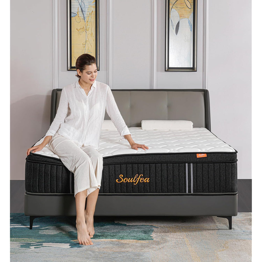 Soulfea Full Size Mattress,10 Inch Hybrid Full Mattress In A Box With Memory Foam & Individual Pocket Spring For Edge Support,Pressure Relief,Medium Firm,Certipur-Us.