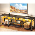 Furologee Tv Stand With Power Outlets And Led Lights, 63 Inch Entertainment Center For 60 65 70 Inch Tvs, Media Console Table With Open Shelves, For Bedroom, Living Room, Black
