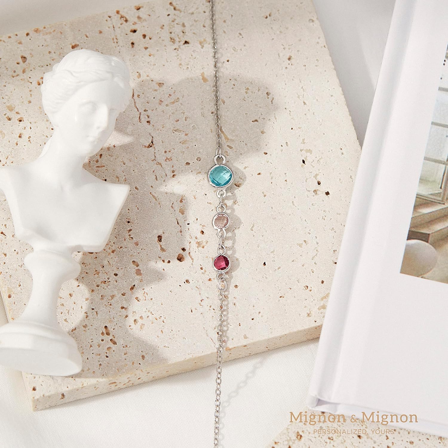 MignonandMignon Birthstone Necklace for Mom Grandma | Custom Family Birthstone Jewelry for Women | Up to 6 Stones Mothers Day Birthday Gift for Her