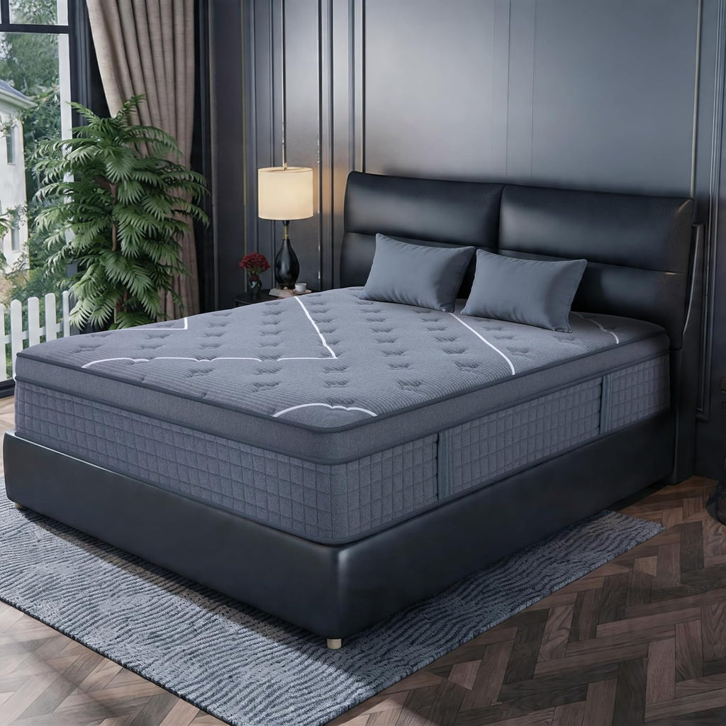 Queen Mattress, 12 Inch Queen Size Mattresses In A Box,Hotel-Level Luxury Upgraded Cooling Gel Memory Foam Upgraded Pocket Springs, Relieve Back Waist Pain, Zoned Support Medium Firm,365-Night Trial