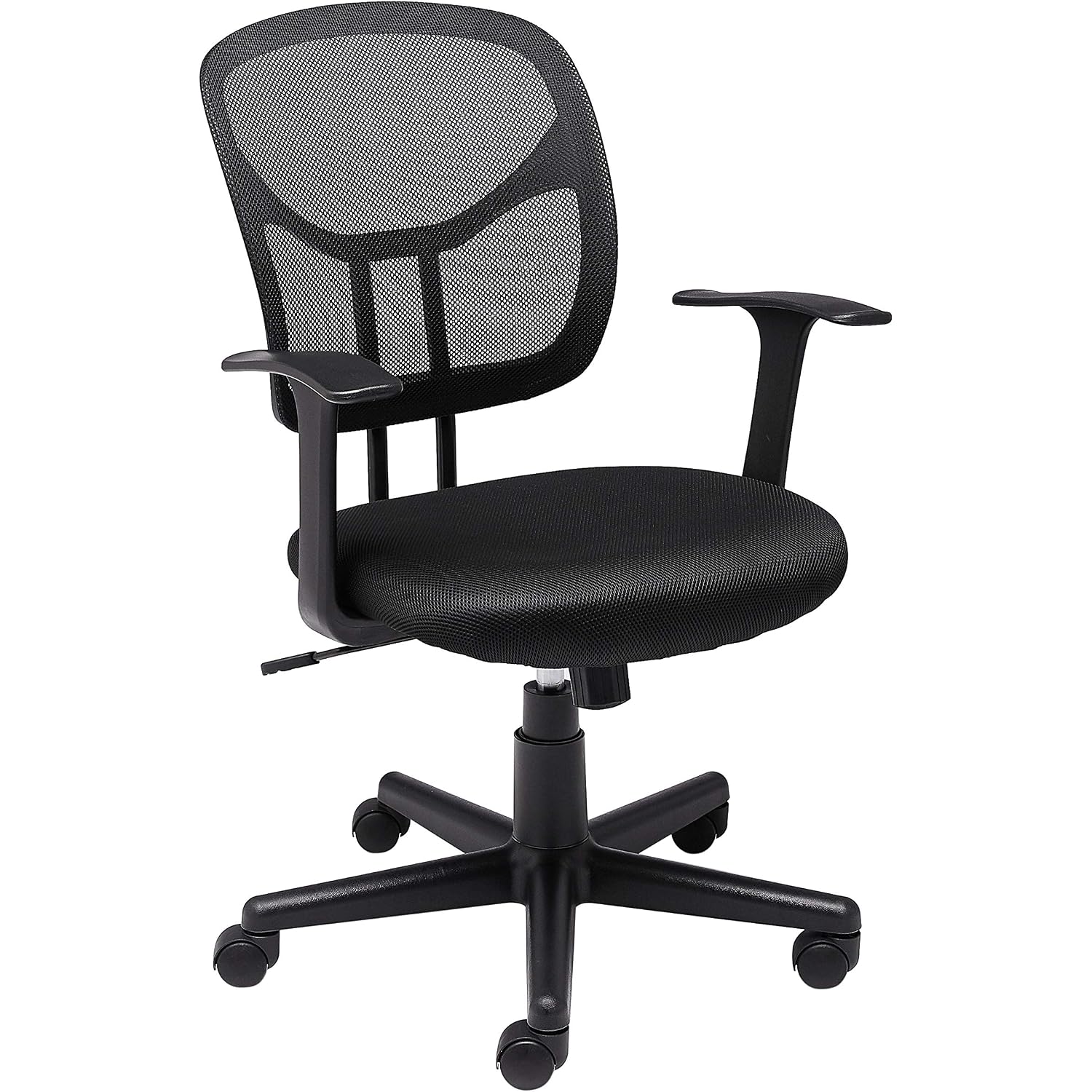 Amazon Basics Breathable Mesh Mid-Back Office Desk Chair With Armrests, Lumbar Support, 360-Degree Swivel, Adjustable-Height, Black