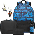 Get Trend Fortnite Boys Backpack 6Pc School Set With Lunch Bag Pencil Case | 18In Kids Book Bag With Water Bottle, 2 Keychains, Pencil Pouch, Insulated Cooler Bag, School Supplies, Gamer Gifts For Boys
