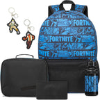 Get Trend Fortnite Boys Backpack 6Pc School Set With Lunch Bag Pencil Case | 18In Kids Book Bag With Water Bottle, 2 Keychains, Pencil Pouch, Insulated Cooler Bag, School Supplies, Gamer Gifts For Boys