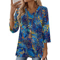 3/4 Length Sleeve Cotton Linen Womens Tops V Neck Loose Fit Dressy Casual Blouse Flowy Shirts Womens Clothing