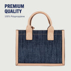 True Religion Denim Tote Bag, Bombe Logo Shoulder Carryall with Horseshoe Hardware and Strap Hand Bag, Dark Denim