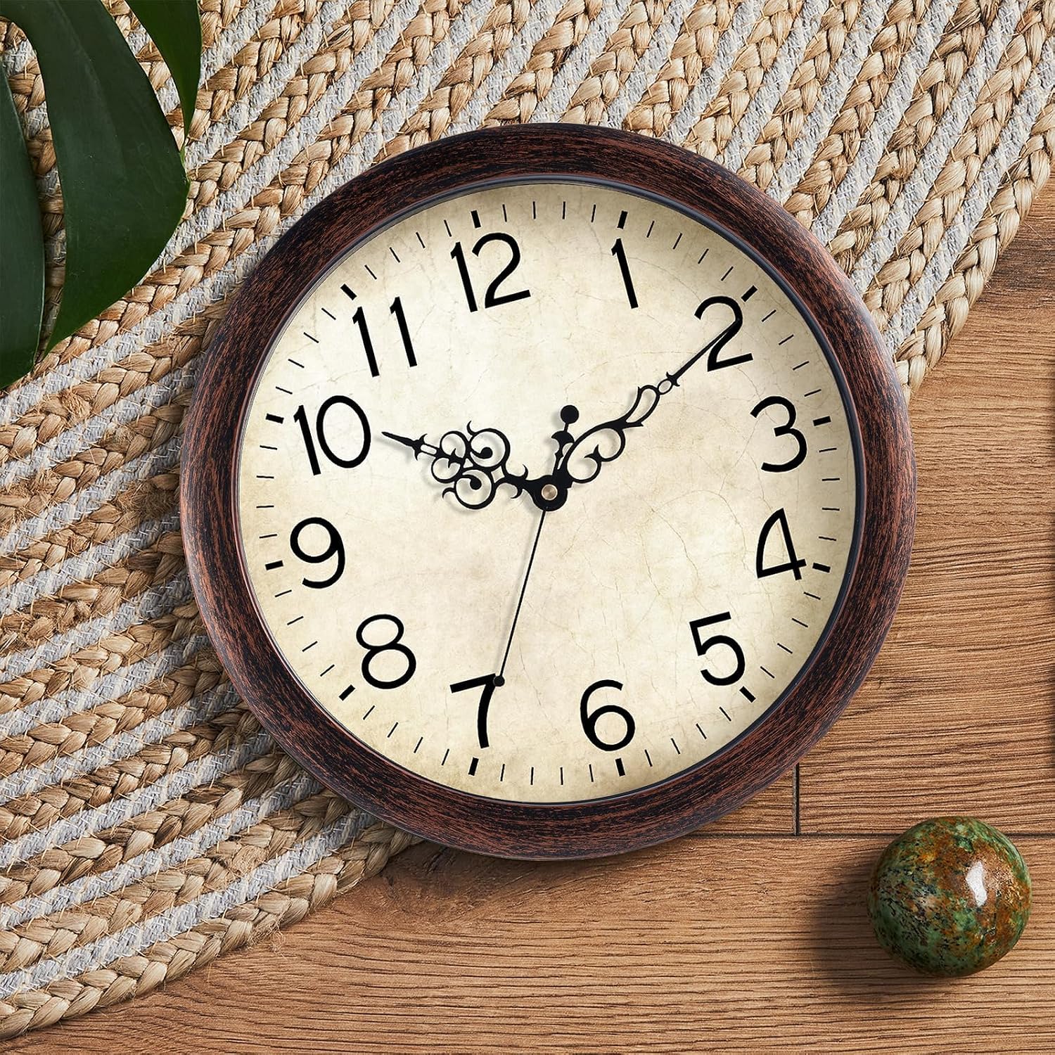 Kecyet Wall Clock, Vintage Wall Clocks Battery Operated Quartz Silent Non-Ticking 8 Inch Retro Rustic Style Clock Decorative For Kitchen,Bathroom Home Office (Bronze)
