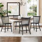 Lue Bona Upgraded Dining Chairs Set Of 4, Farmhouse Wooden Spindle Back Kitchen Chairs, Windsor Dining Chairs For Kitchen And Dining Room, Black