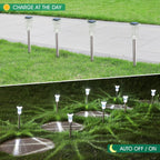 Solar Outdoor Lights, 10 Pack Waterproof Stainless Steel Solar Stake Lights For Pathway Garden Yard Path Walkway Driveway Lawn Patio Outside Decor, Cool White