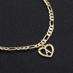 YANODA Initial Ankle Bracelets for Women 14K Gold Plated Layered Figaro Chain Letter Initial Anklets Handmade Layered Heart Ankle Bracelets Personalized Jewelry for Women