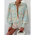 Summer Blouses for Women Dressy Casual 2026 Long Sleeve Button Down Shirt V Neck Boho Spring Tops Fashion Clothing