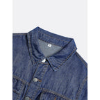 Women Denim Shirt Dress V Neck Short Sleeve Long Bottom Down A-Line Jeans Dresses With Pockets