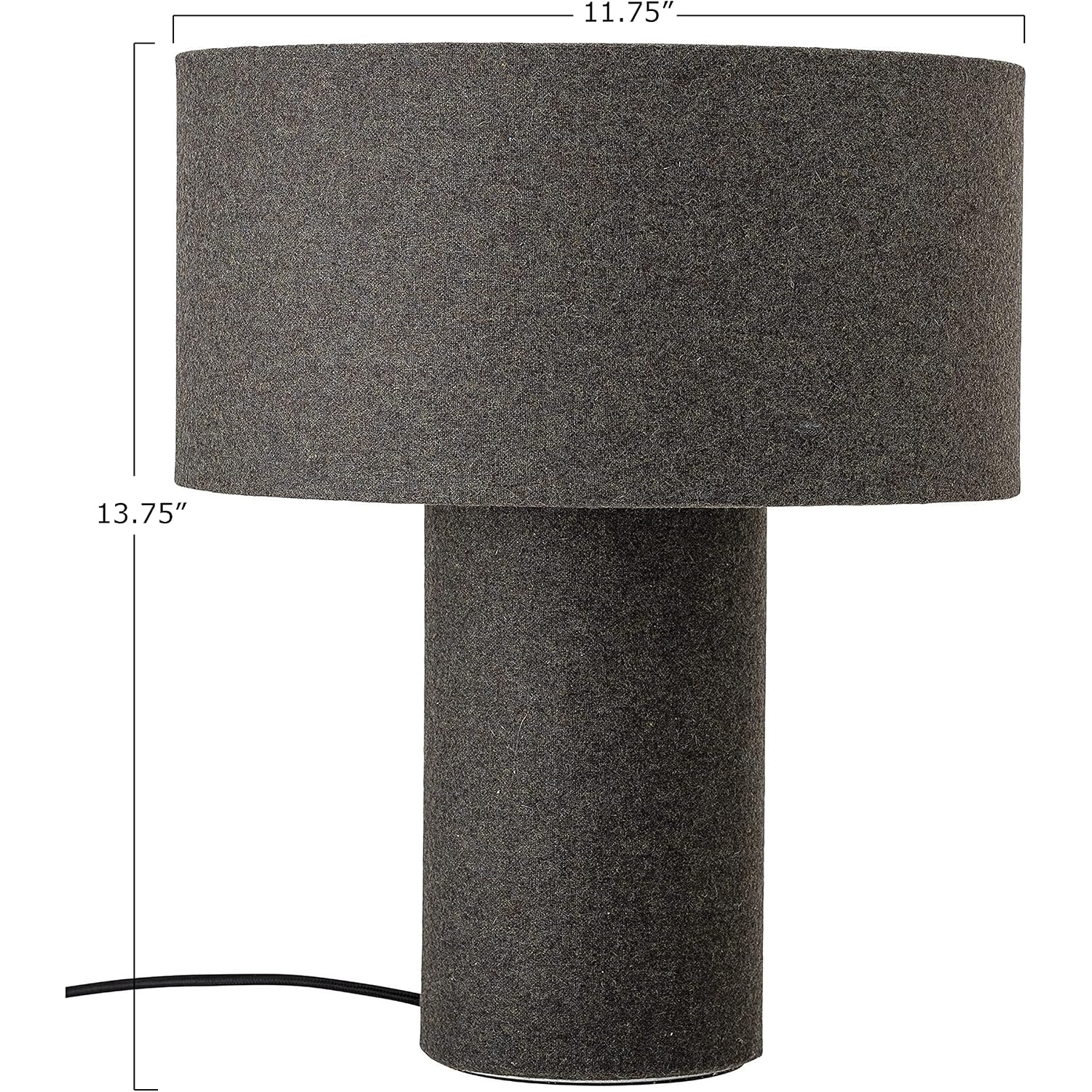 Bloomingville Grey Wool Blend Matching Shade (Set Of 2 Table Lamp Set, 12" L X 12" W X 14" H, Ah0898Set