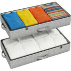 2-Pack Under Bed Storage Containers, 4.5 Inches Tall Low Profile Underbed Clothes Storage Organizer Bin With Sturdy Sidewalls/Bottom, Underbed Storage Bins 2 Storage Thin Bins