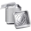 Fig & Leaf (35 Pack) 8” x 8” Square Baking Cake Pans with Plastic Dome Lids | Heavy Duty l Disposable Aluminum Foil Tins l Portable Food Containers l Perfect for Roasting Oven Toaster Cooking