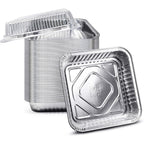 Fig & Leaf (35 Pack) 8” x 8” Square Baking Cake Pans with Plastic Dome Lids | Heavy Duty l Disposable Aluminum Foil Tins l Portable Food Containers l Perfect for Roasting Oven Toaster Cooking