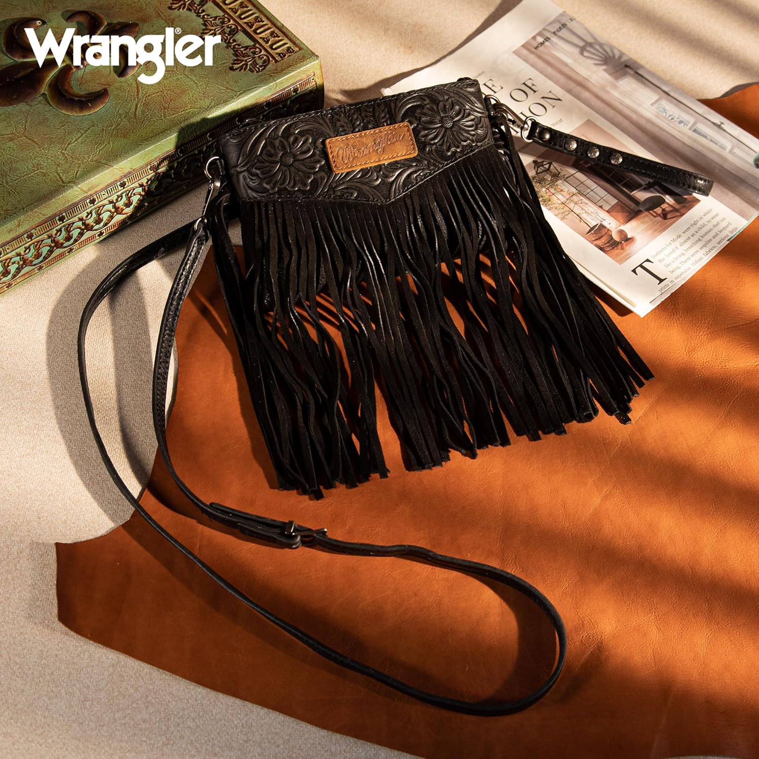 Wrangler Crossbody Small Purse for Women Wristlet Fringe Bag Western Purse