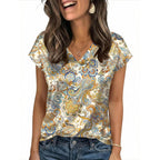 Lomon Women Silk Satin Tops Cap Short Sleeve Blouse V Neck Shirts Business Casual Outfits