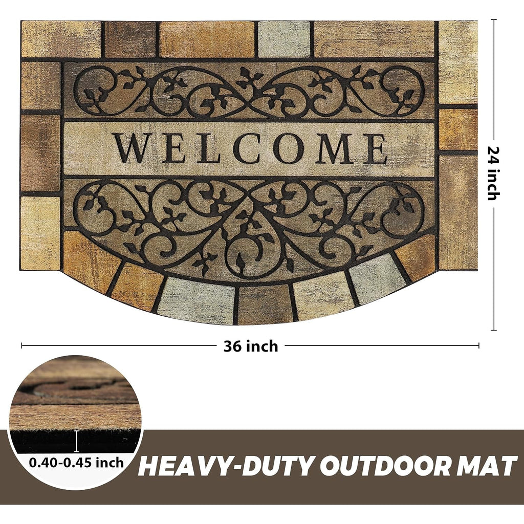 Durable Welcome Door Mats, 24"X36" Heavy-Duty Large Outdoor Mat For Front Door With Non-Slip Rubber Backing For Outside Entry, Garage, Patio, High Traffic Area