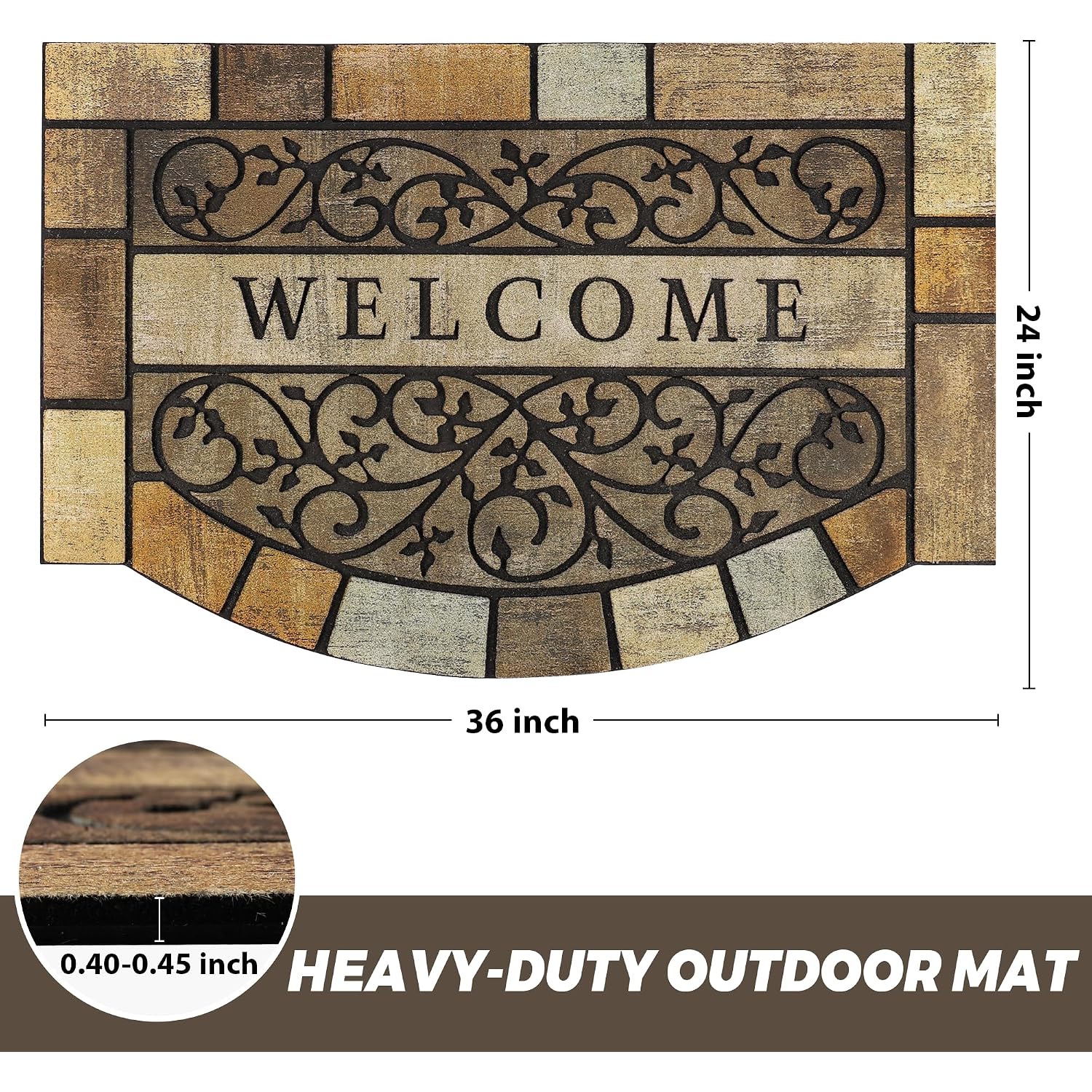 Durable Welcome Door Mats, 24"X36" Heavy-Duty Large Outdoor Mat For Front Door With Non-Slip Rubber Backing For Outside Entry, Garage, Patio, High Traffic Area