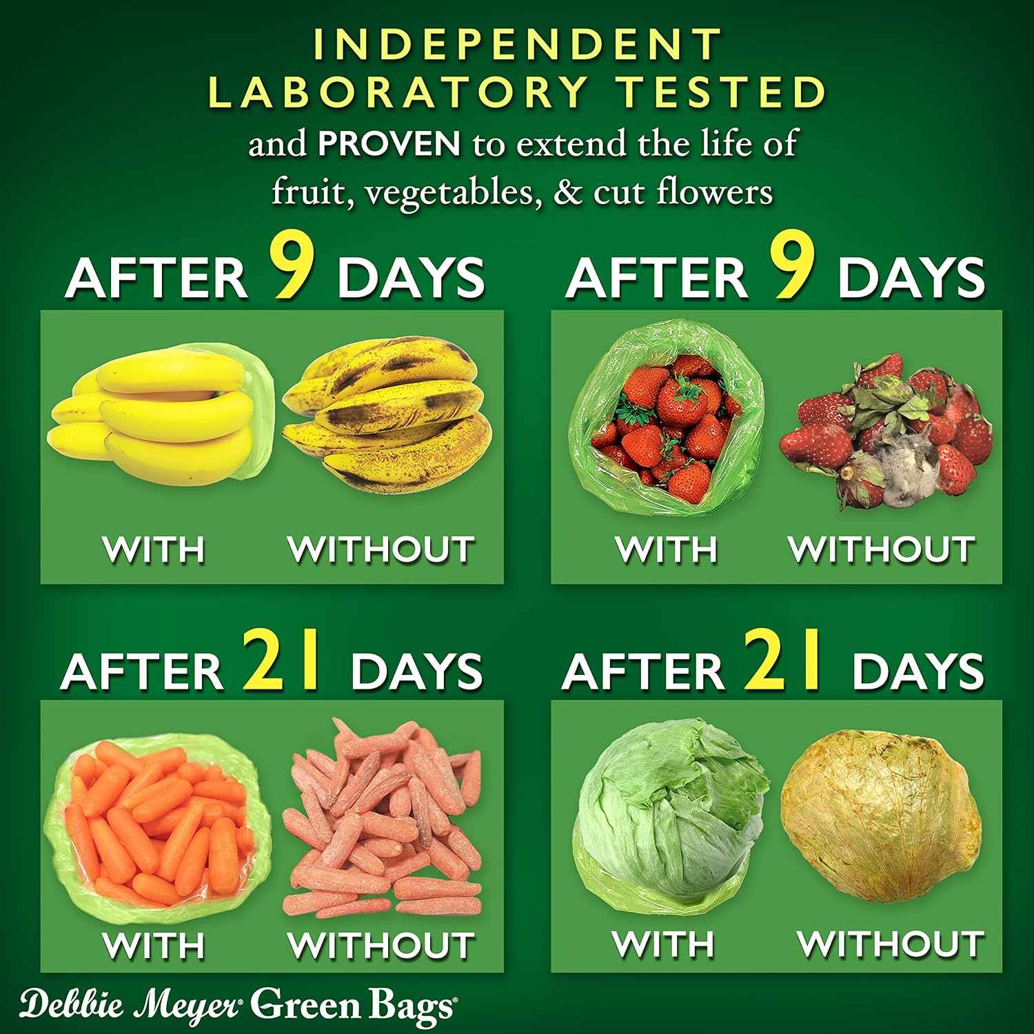 Debbie Meyer Greenbags, 20-Pack (8M, 8L, 4Xl), Reusable Food Storage Bags | Foodfresh Technology, Helps Keep Fruits And Vegetables Fresh Longer, Bpa-Free, Kitchen & Fridge Use, Made In The Usa