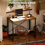 Huuger Folding Desk For Small Spaces, 31.5 Inch Foldable Computer Table, Easy Assembly, For Home Office, Study, Bedroom, Dorm, Space Saving, Small Writing Work Office Computer Desk, Rustic Brown