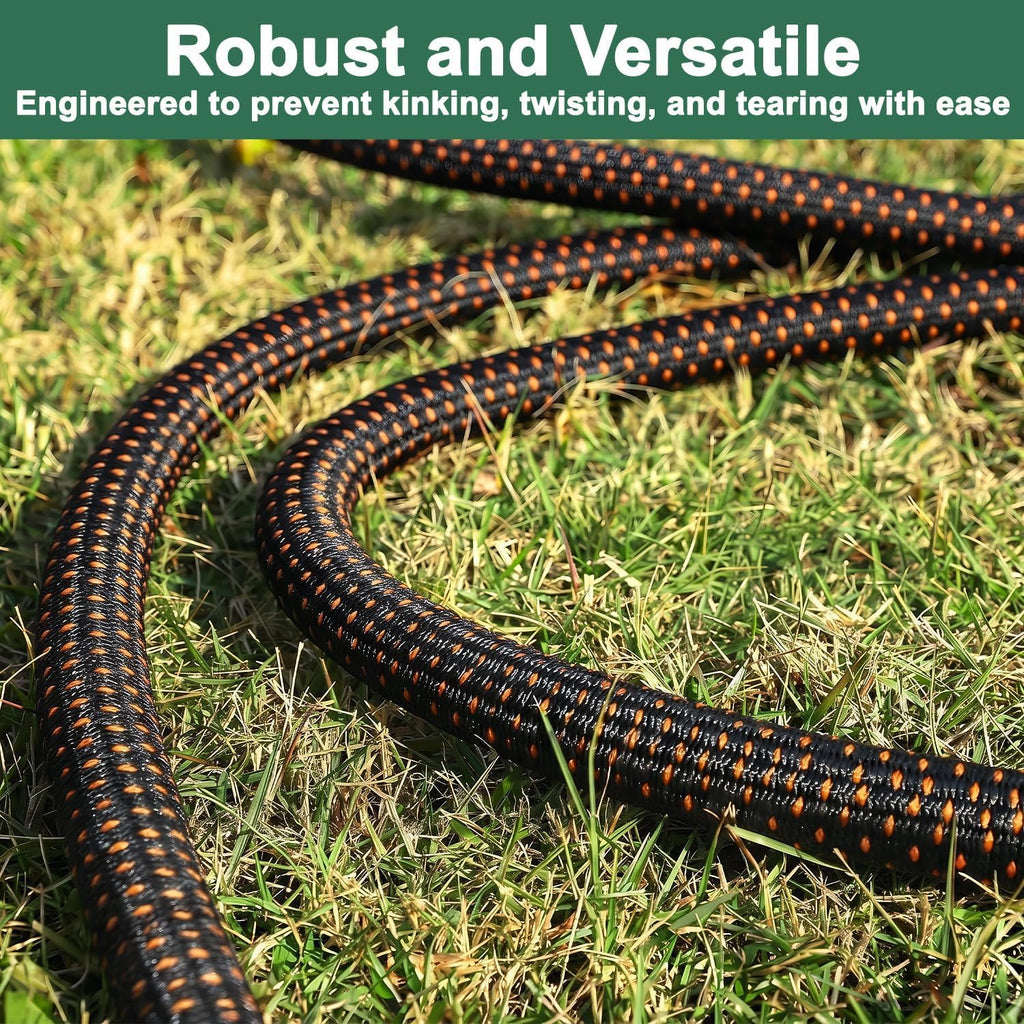 50Ft Flexible Garden Hose & 10Modes Nozzle,Lightweight Water Hose,Kink-Free,All-Weather Heavy Duty Hose For Rv,Boat,Car Wash,Garden,Yard,Camper,Outdoor (Orange-Black, 50 Feet)