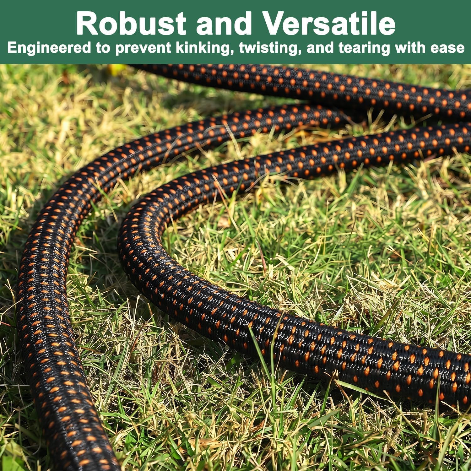 50Ft Flexible Garden Hose & 10Modes Nozzle,Lightweight Water Hose,Kink-Free,All-Weather Heavy Duty Hose For Rv,Boat,Car Wash,Garden,Yard,Camper,Outdoor (Orange-Black, 50 Feet)