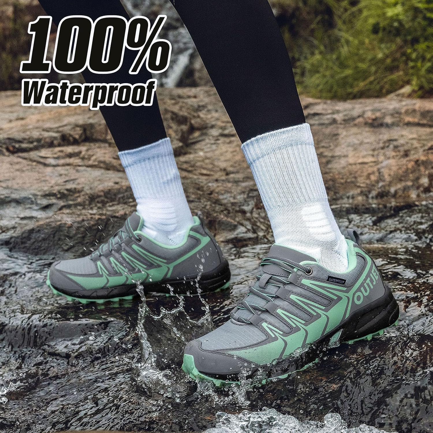 Women'S Waterproof Hiking Shoes Lightweight Non-Slip Trails Walking Shoes Outdoor Sneakers