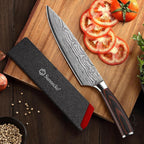 8 Inch Chef Knife - Ultra Sharp 12-15 Degree Edge Kitchen Knife For Meat Vegetable Cutting Japanese Style, High Carbon Stainless Steel Blade, Pakkawood Handle &Sheath, Cooking & Bbq Gift
