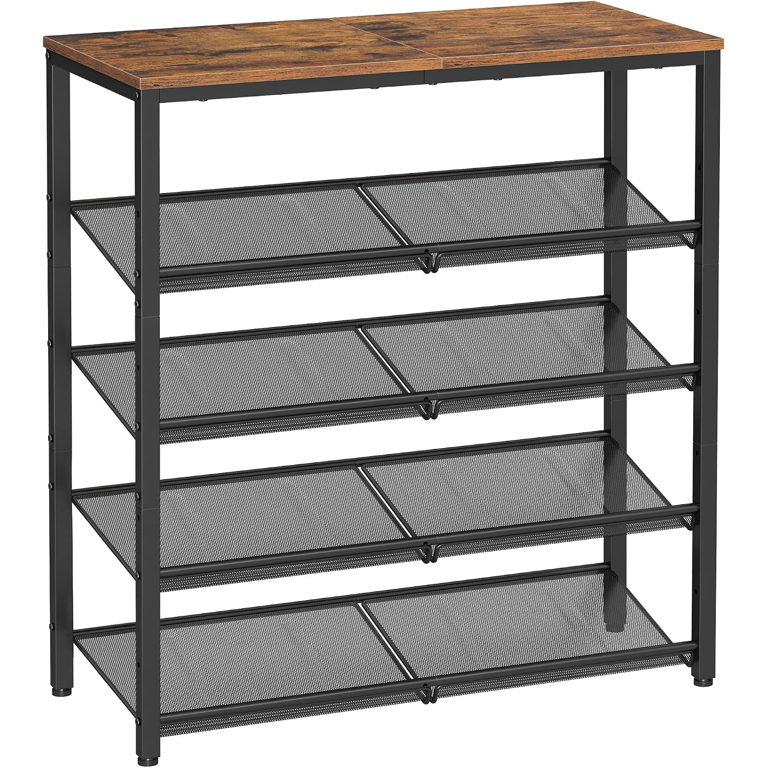 Vasagle Shoe Rack For Entryway, Freestanding, Adjustable, Industrial | 5-Tier Shoe Rack Organizer With Storage Shelves And Spacious Top, Rustic Brown And Ink Black Ulbs038B01