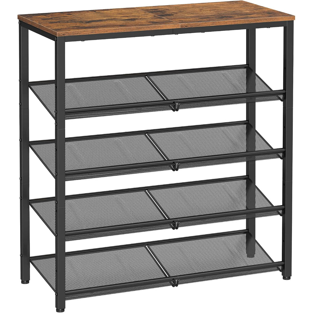 Vasagle Shoe Rack For Entryway, Freestanding, Adjustable, Industrial | 5-Tier Shoe Rack Organizer With Storage Shelves And Spacious Top, Rustic Brown And Ink Black Ulbs038B01