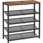 Vasagle Shoe Rack For Entryway, Freestanding, Adjustable, Industrial | 5-Tier Shoe Rack Organizer With Storage Shelves And Spacious Top, Rustic Brown And Ink Black Ulbs038B01