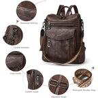 Shrrie Backpack Purse for Women Fashion Leather Backpack Purse Designer Travel Backpack Convertible Shoulder Bag with Wristlet for Work College