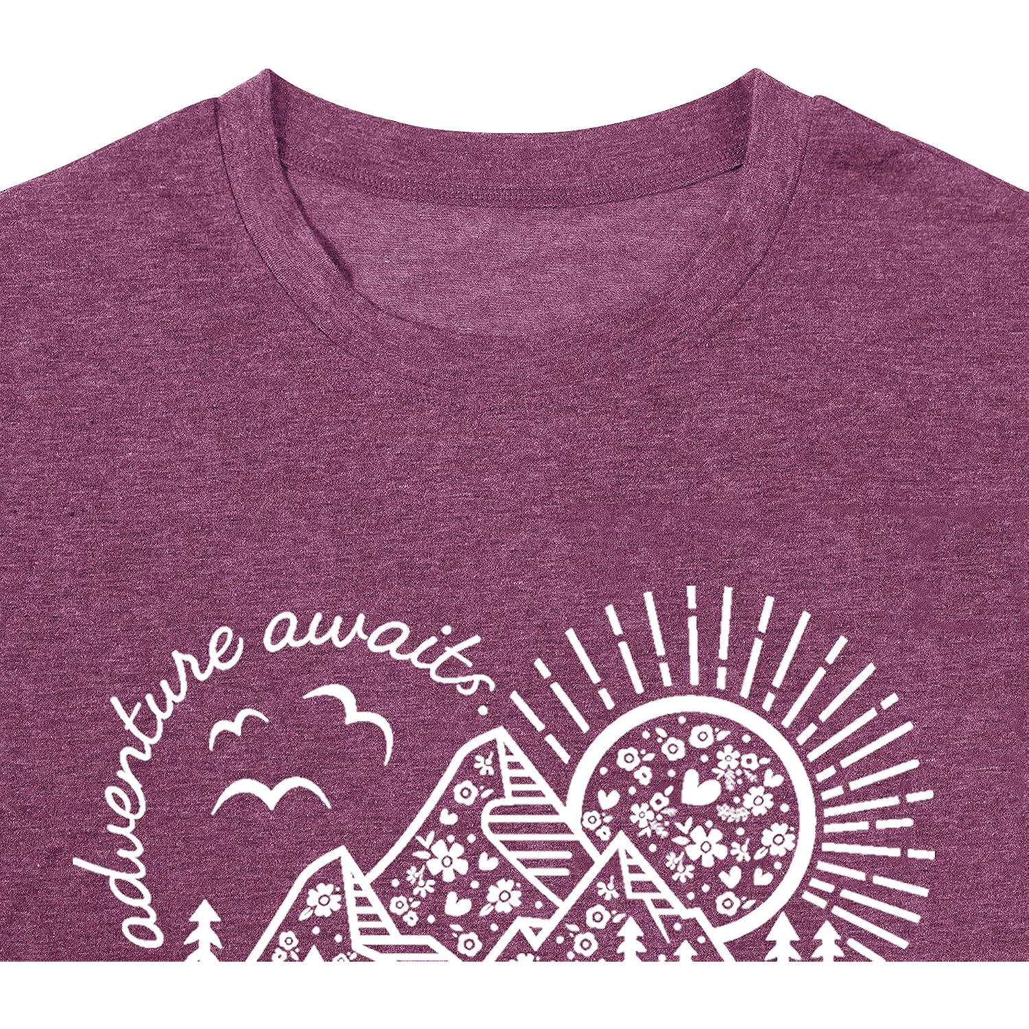 Women Adventure Awaits Outdoor Graphic Tee Shirt Kindness Heart Printed Hike Mountain Nature Travel Shirt Workout Tops Purple-a