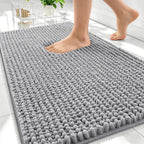 OLANLY Thick Bathroom Rugs 30x20, Extra Soft Absorbent Chenille Bath Rugs, Rubber Backing, Machine Wash Dry, Bath Mats for Bathroom Floor, Tub and Shower, Home Decor Accessories, Grey