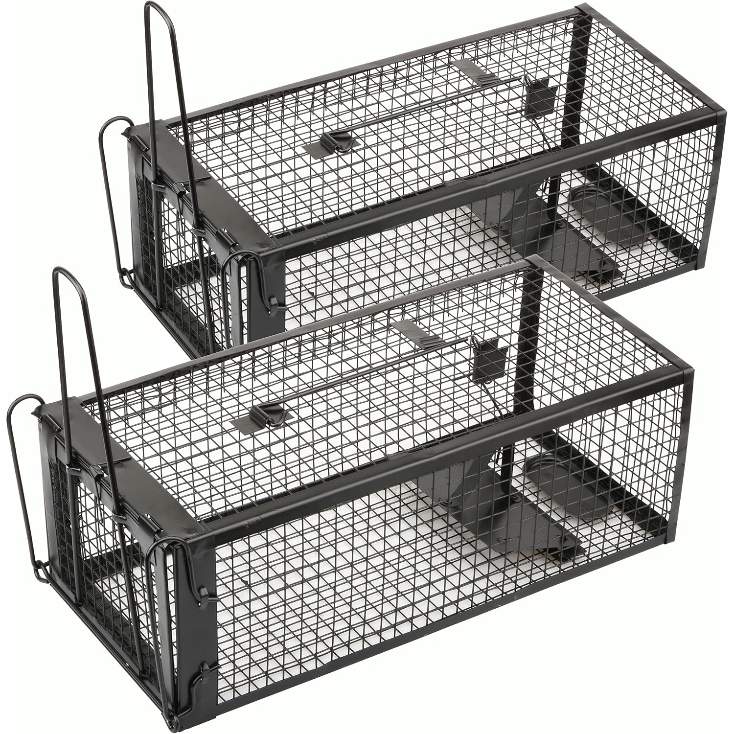 2-Pack Rat Traps Humane Live Mouse Vole Chipmunk Trap Cage For Indoors And Outdoors (Black)